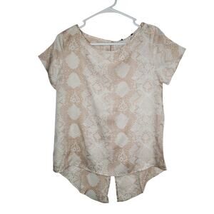 Three Eighty Two Revolve Women's Collette Tee Blouse Jerdon Snakeskin Sz XS